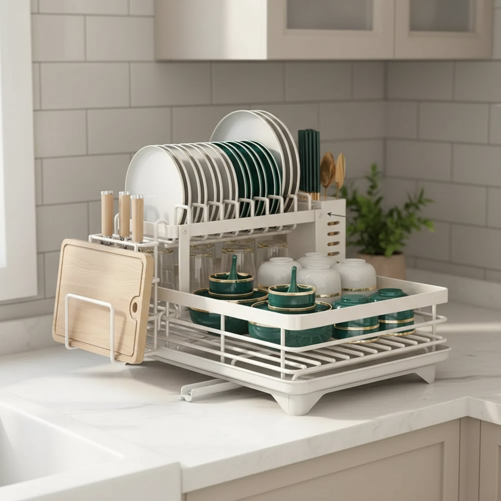 Folding Dish Drainer Rack with Non-Slip Feet