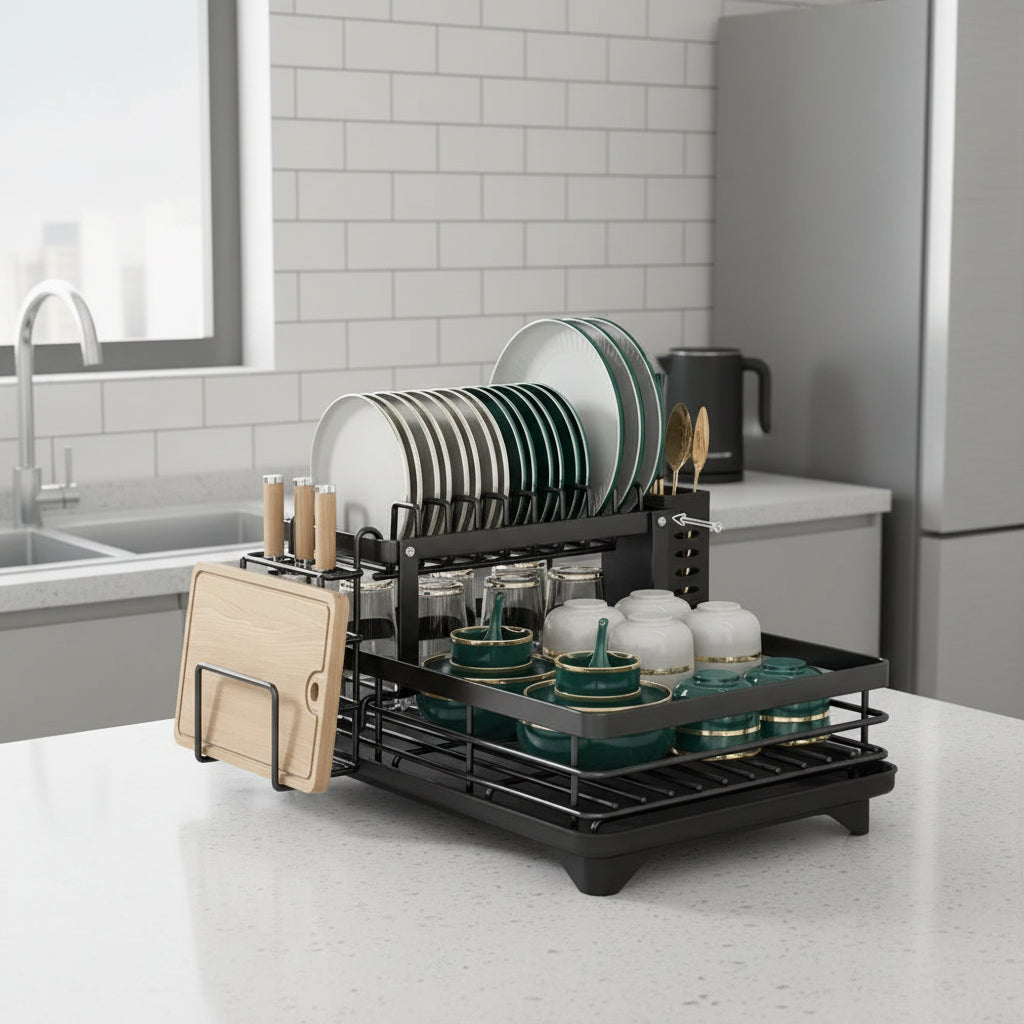 Folding Dish Drainer Rack with Non-Slip Feet