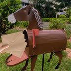 Animal-Shaped Metal Garden Letterbox with Red Flag