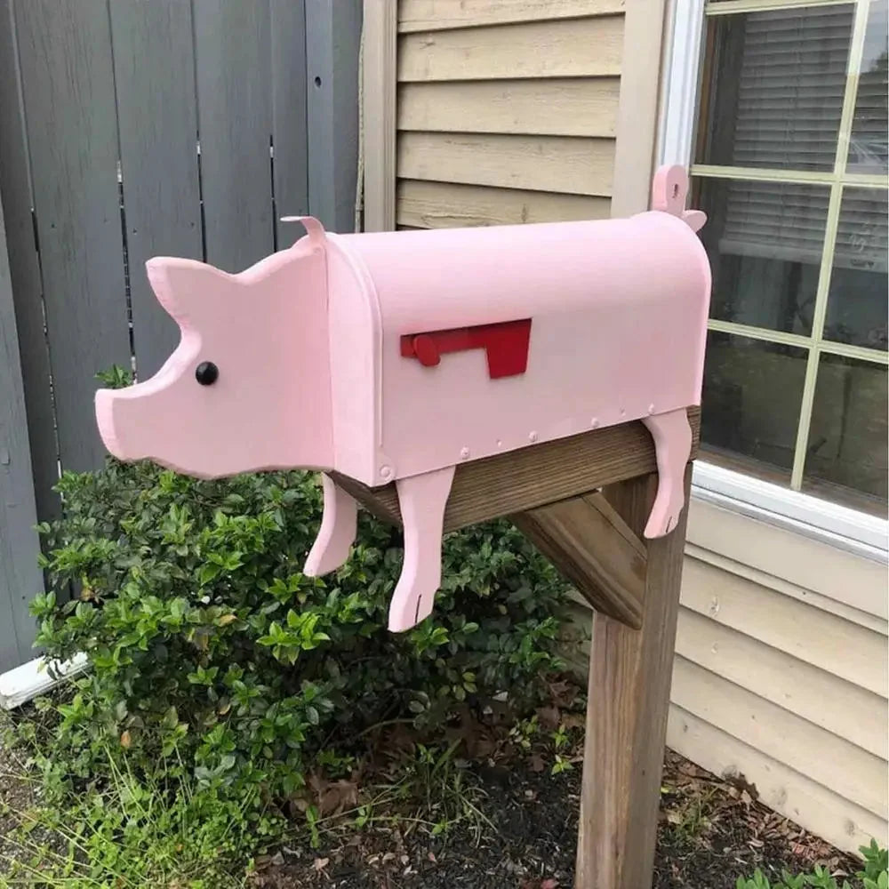Animal-Shaped Metal Garden Letterbox with Red Flag