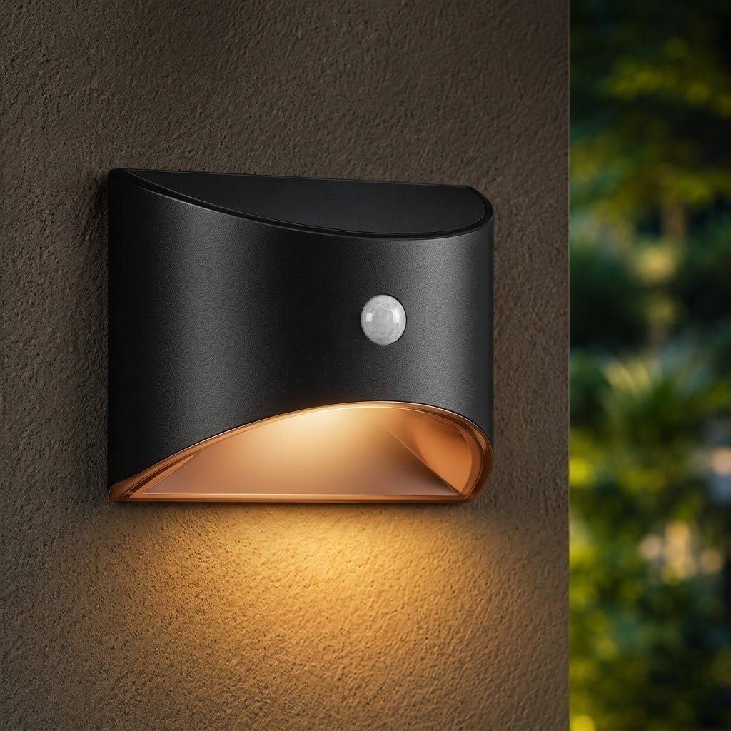 Solar Outdoor Wall Light with PIR Motion Sensor and IP65 Rating