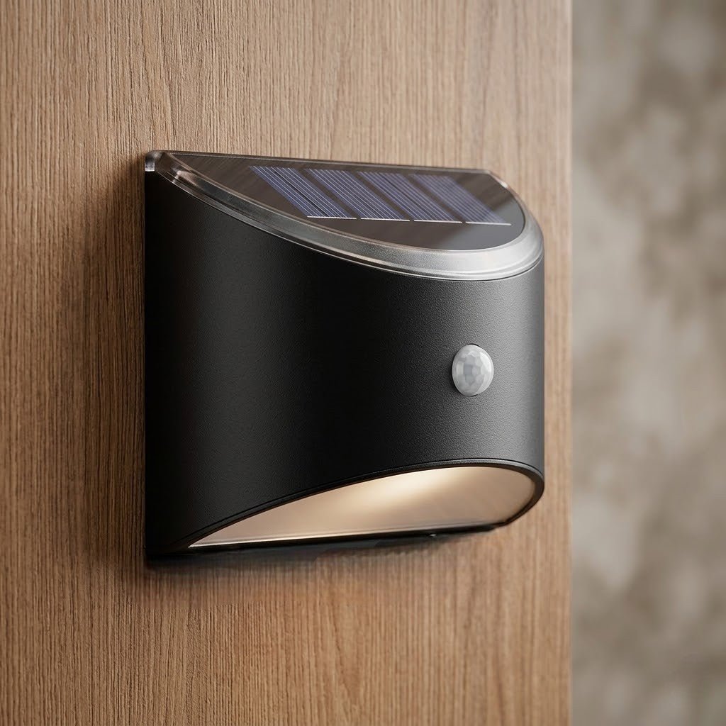 Solar Outdoor Wall Light with PIR Motion Sensor and IP65 Rating