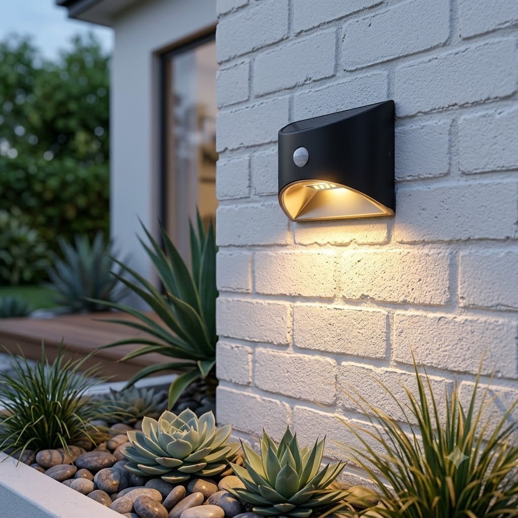 Solar Outdoor Wall Light with PIR Motion Sensor and IP65 Rating