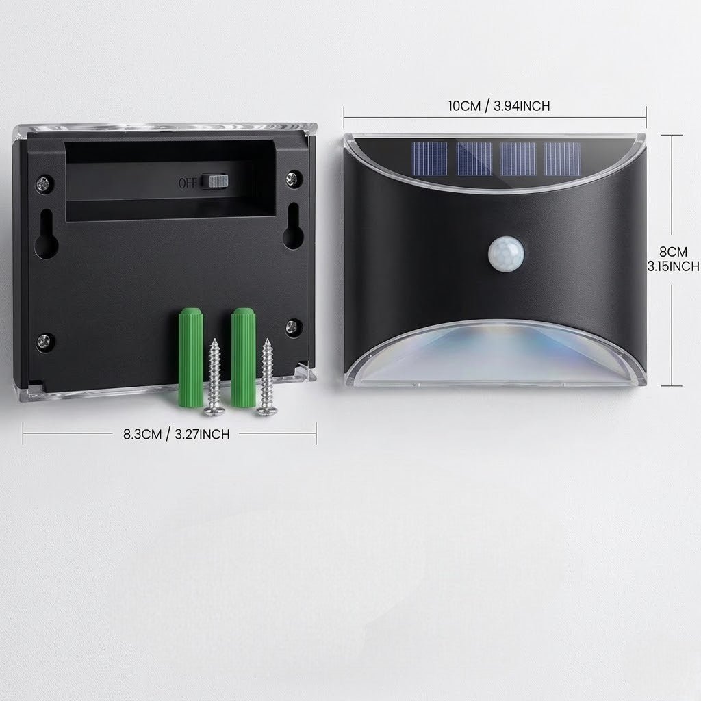 Solar Outdoor Wall Light with PIR Motion Sensor and IP65 Rating