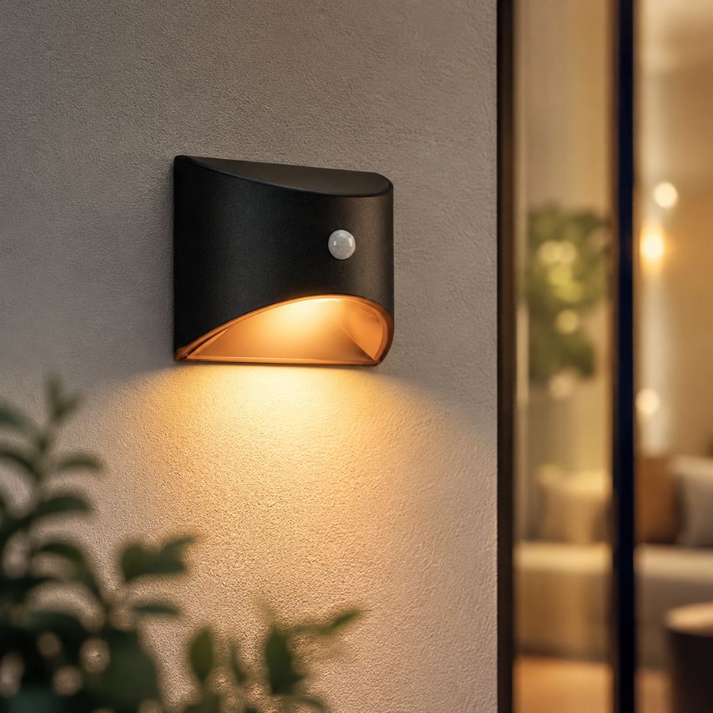 Solar Outdoor Wall Light with PIR Motion Sensor and IP65 Rating