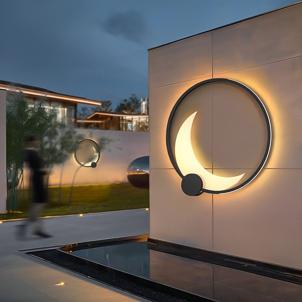 Crescent Moon Outdoor Wall Light, Stainless Steel, IP65