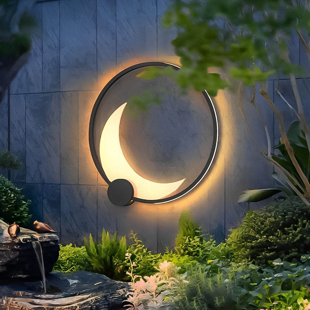 Crescent Moon Outdoor Wall Light, Stainless Steel, IP65