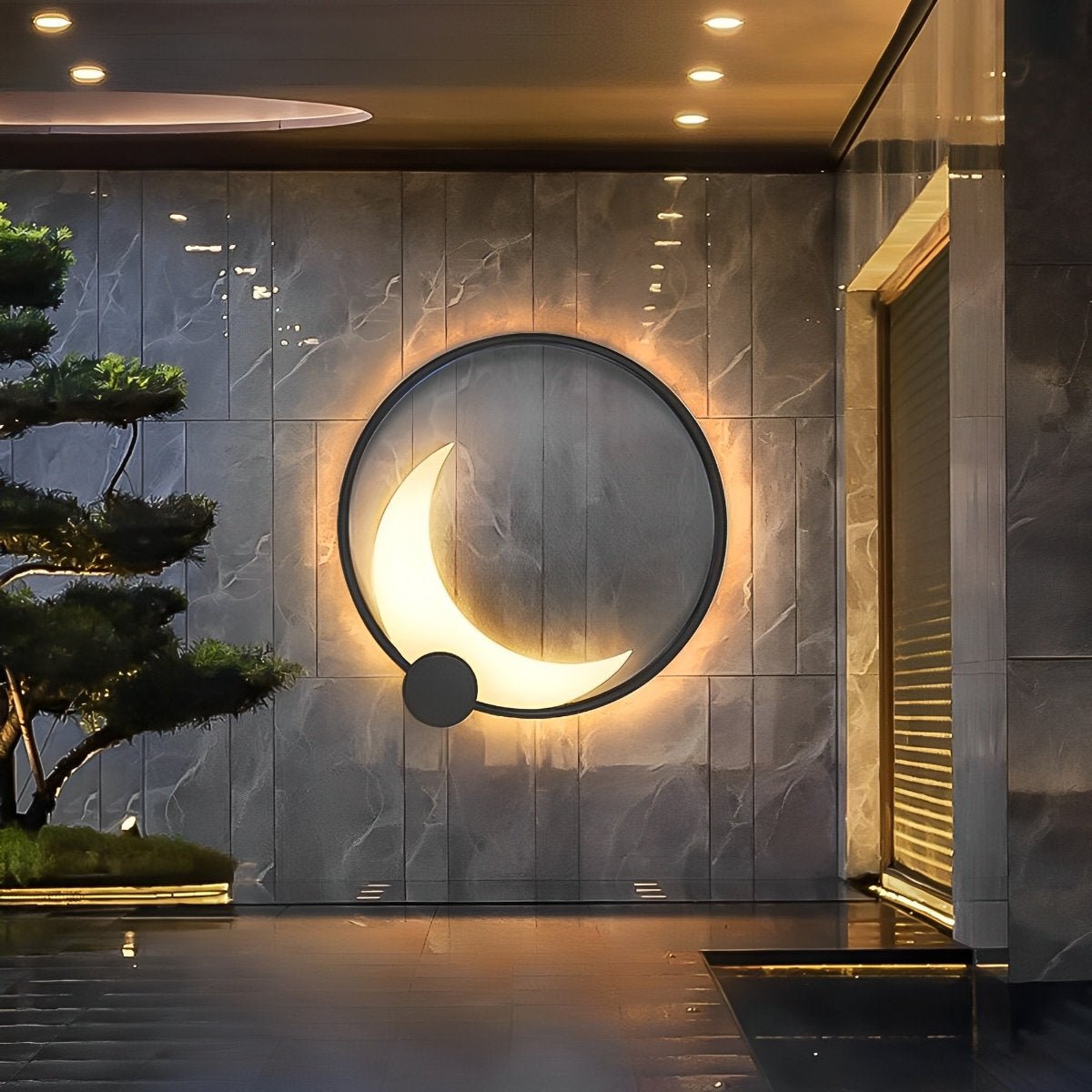 Crescent Moon Outdoor Wall Light, Stainless Steel, IP65