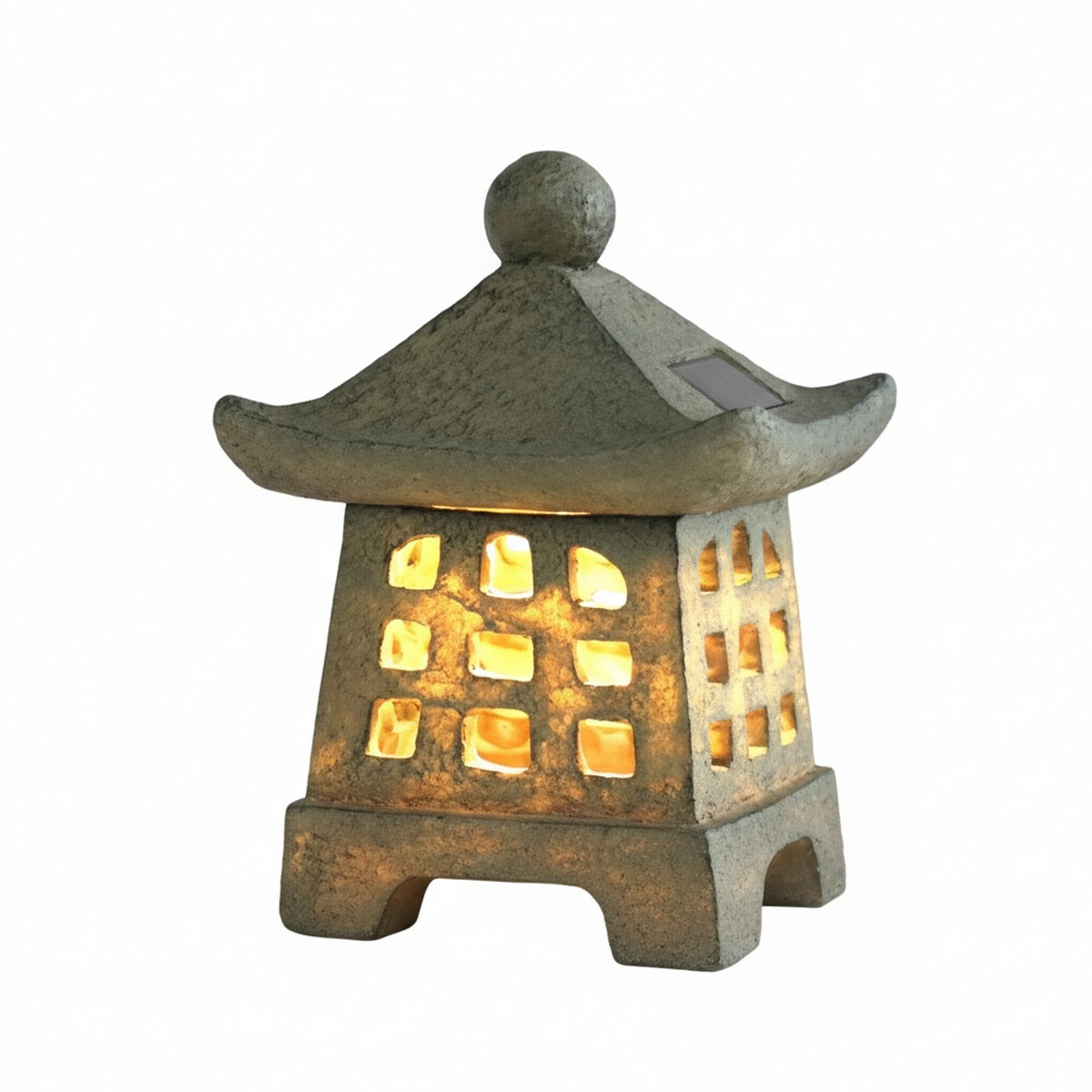 Solar Pagoda Garden Light with Integrated LED, Resin