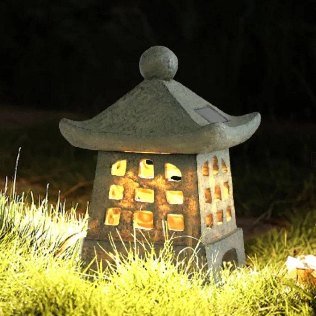 Solar Pagoda Garden Light with Integrated LED, Resin