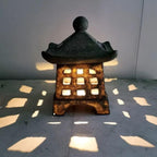 Solar Pagoda Garden Light with Integrated LED, Resin