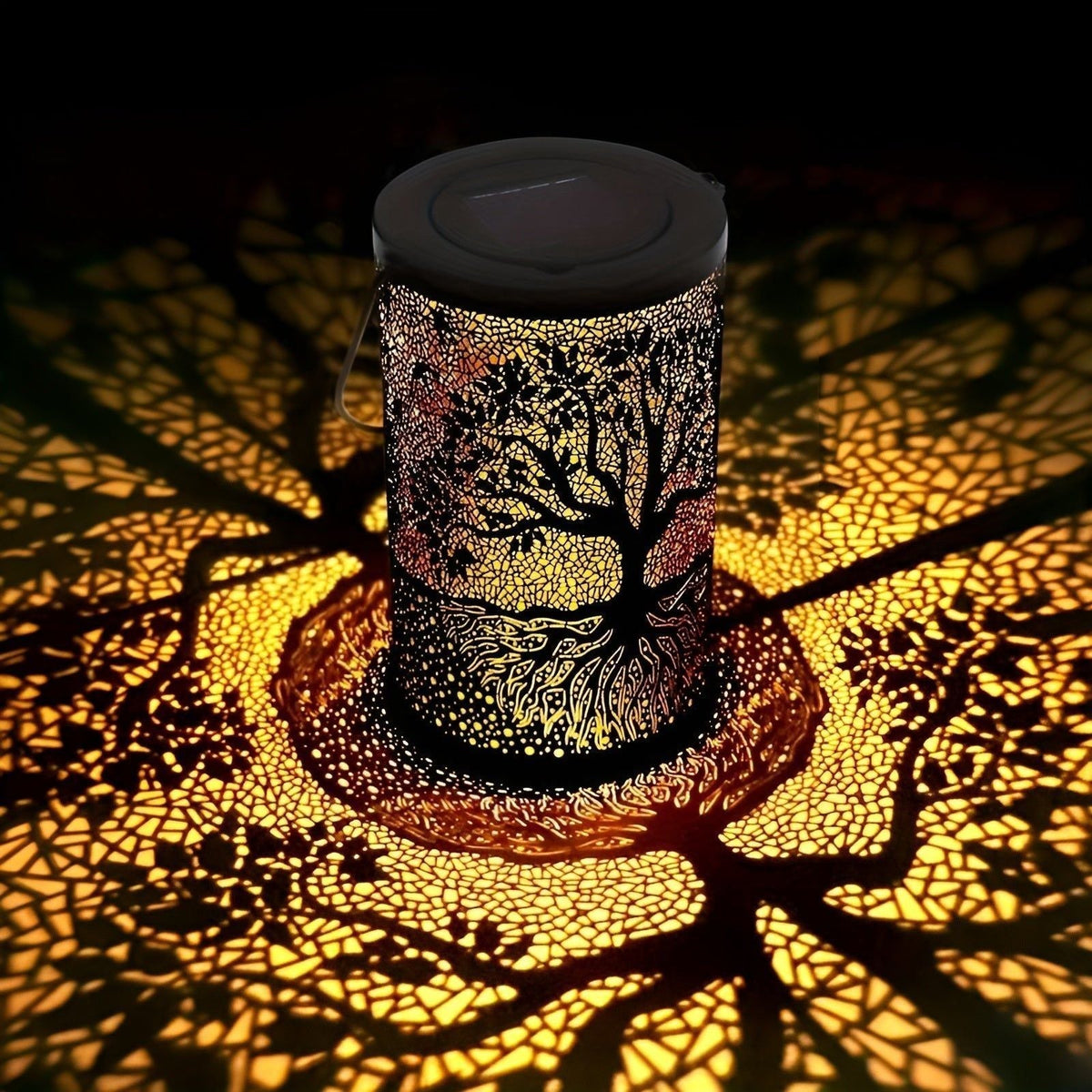 Solar Garden Lantern with Cut-Out Pattern, Dusk to Dawn