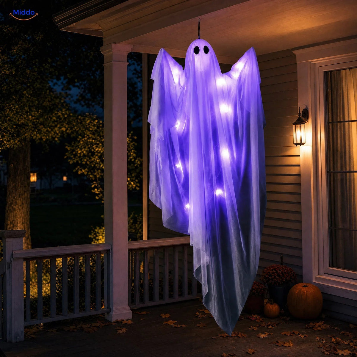 Hanging Halloween Ghost Decoration 119cm with LED Light String