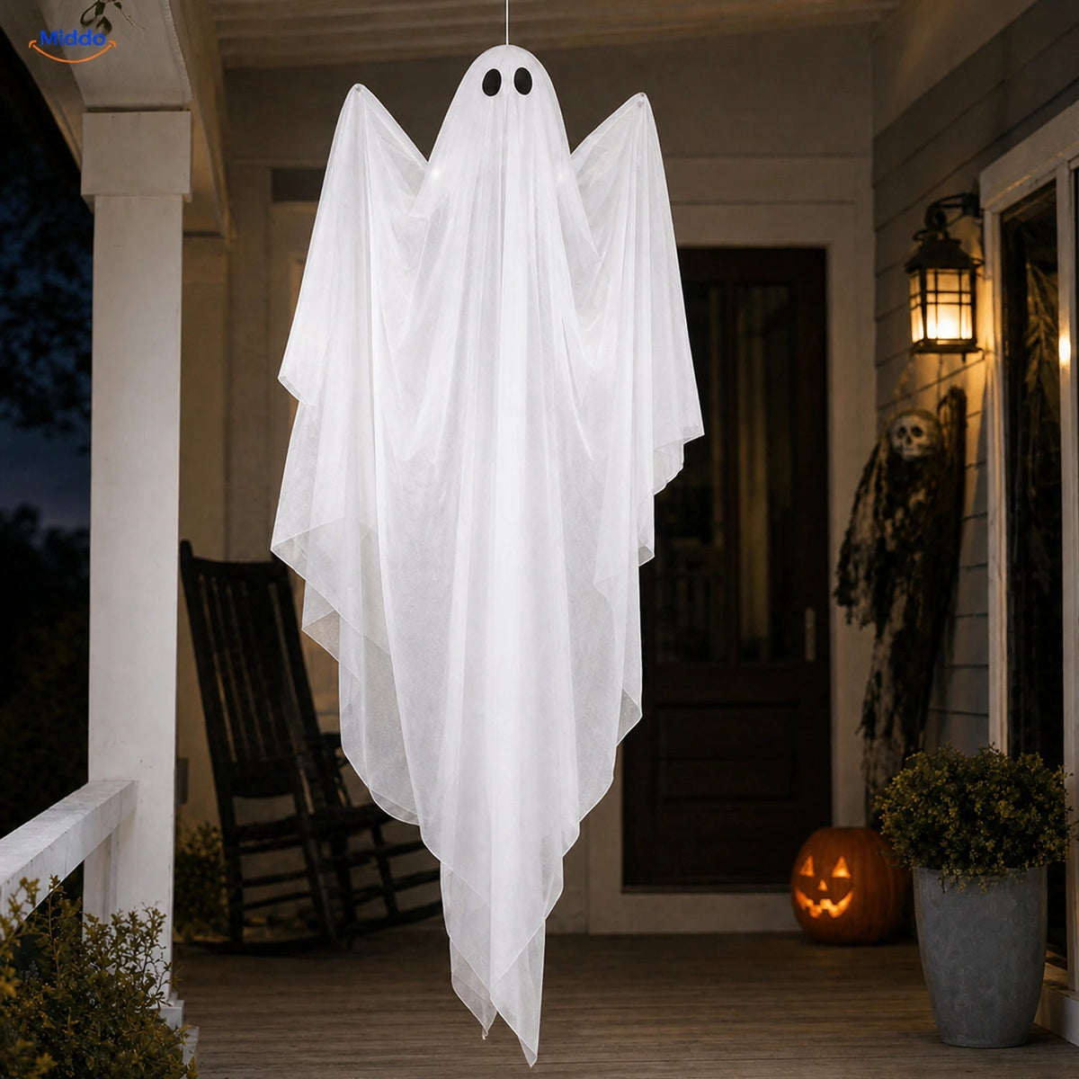 Hanging Halloween Ghost Decoration 119cm with LED Light String