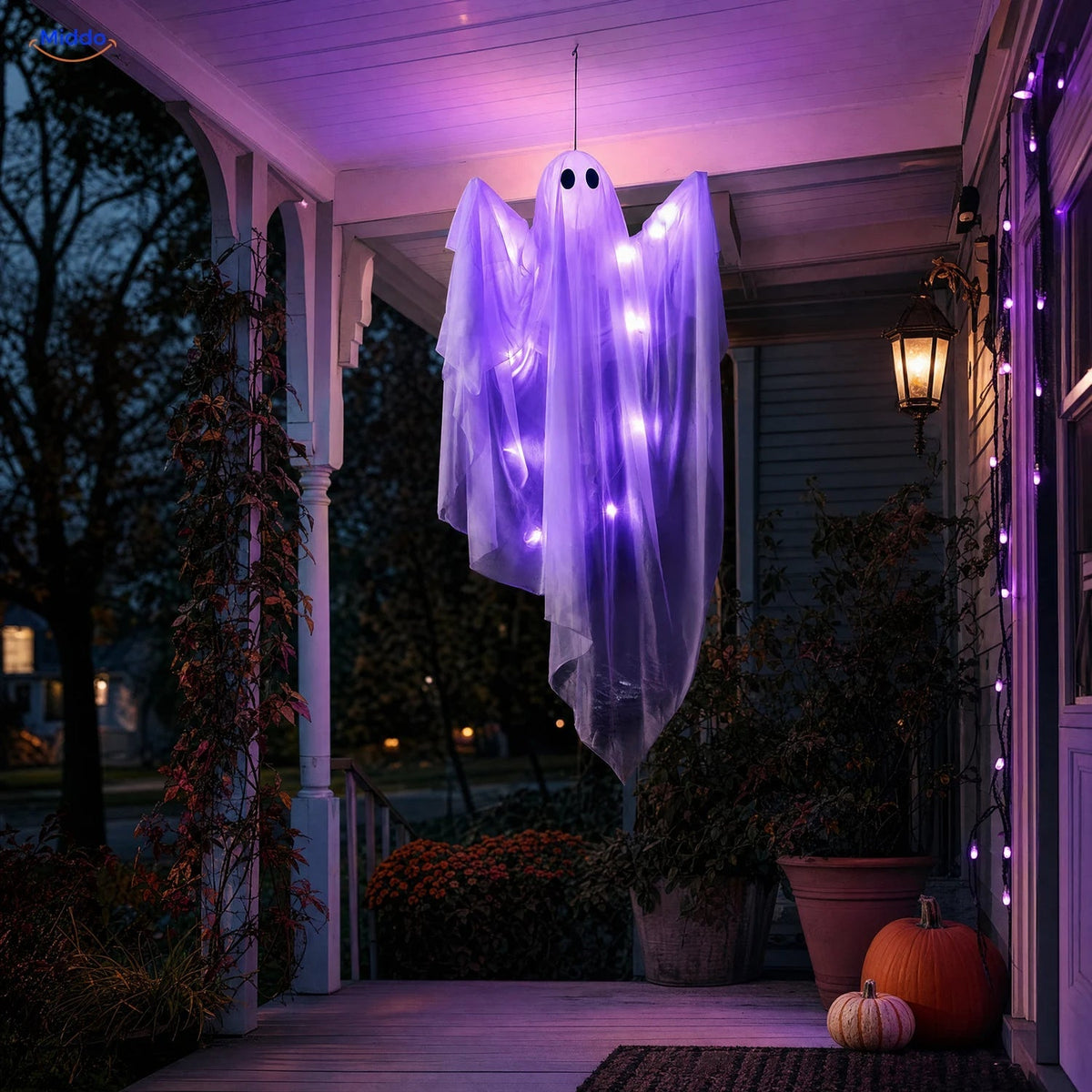 Hanging Halloween Ghost Decoration 119cm with LED Light String