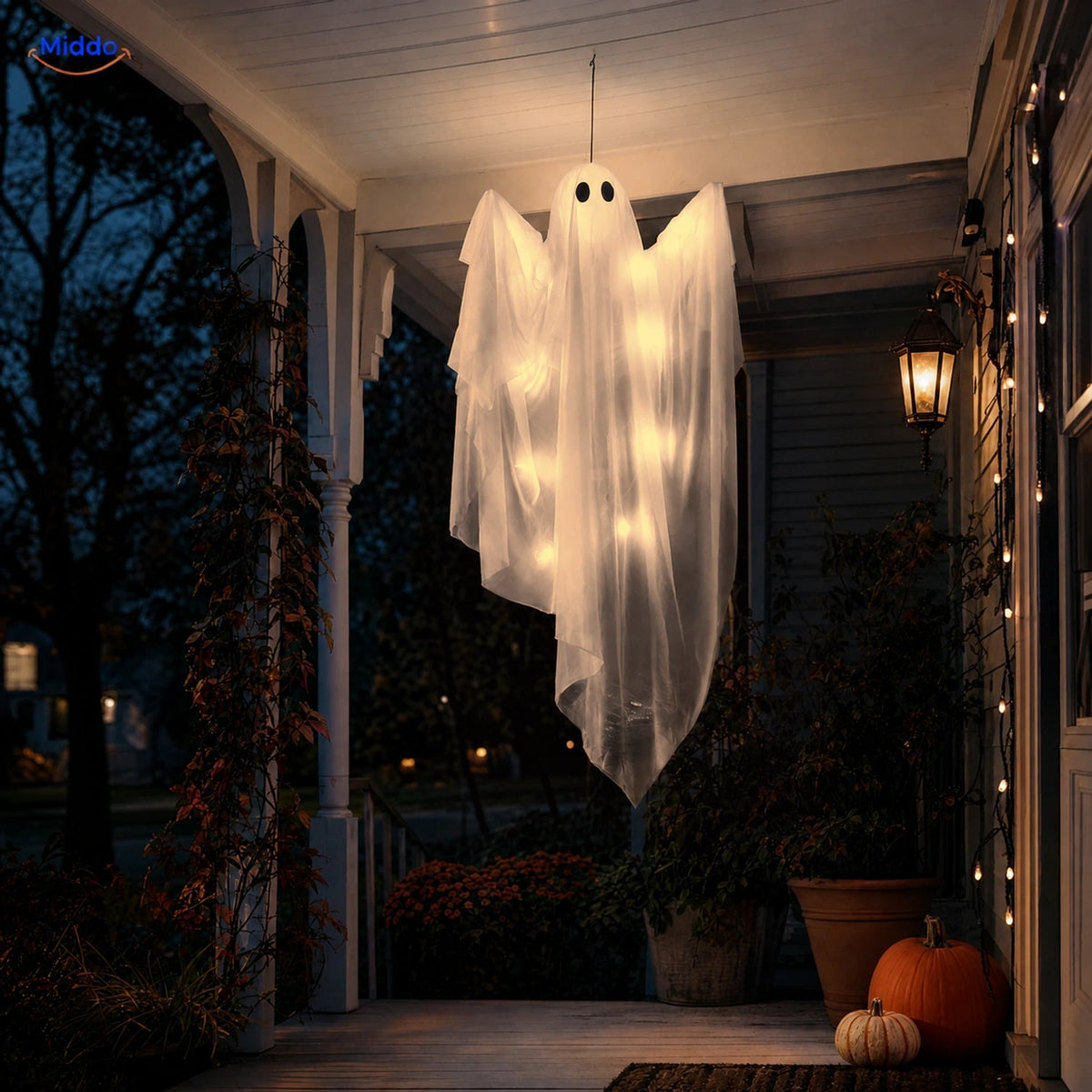 Hanging Halloween Ghost Decoration 119cm with LED Light String