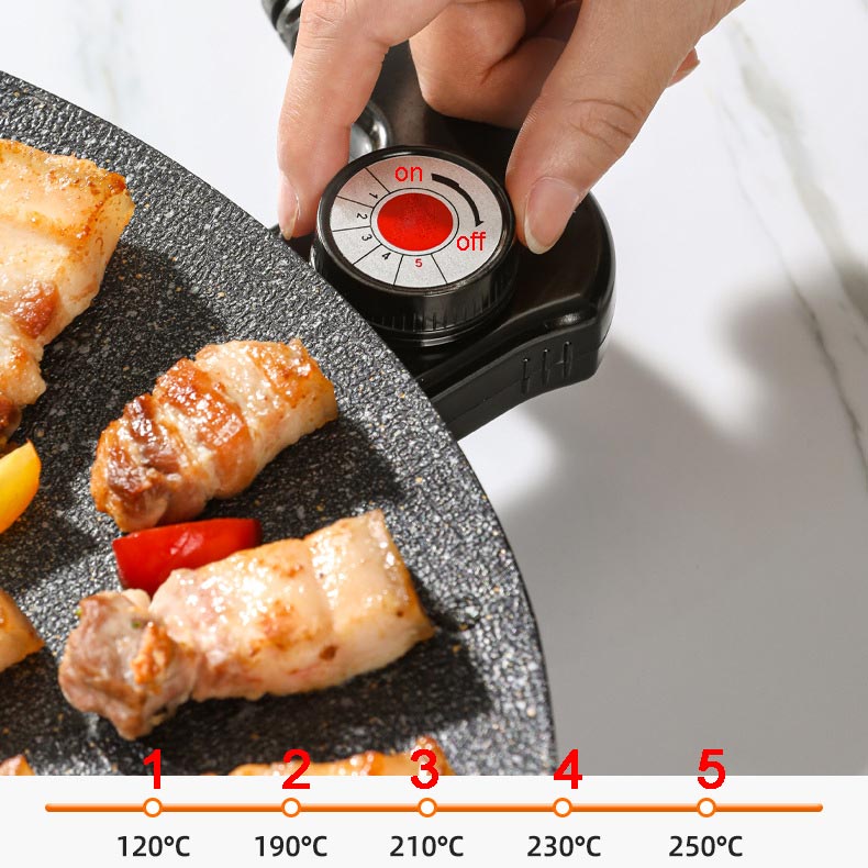 Smokeless Electric Grill Plate, 28 cm, 5 Heat Settings