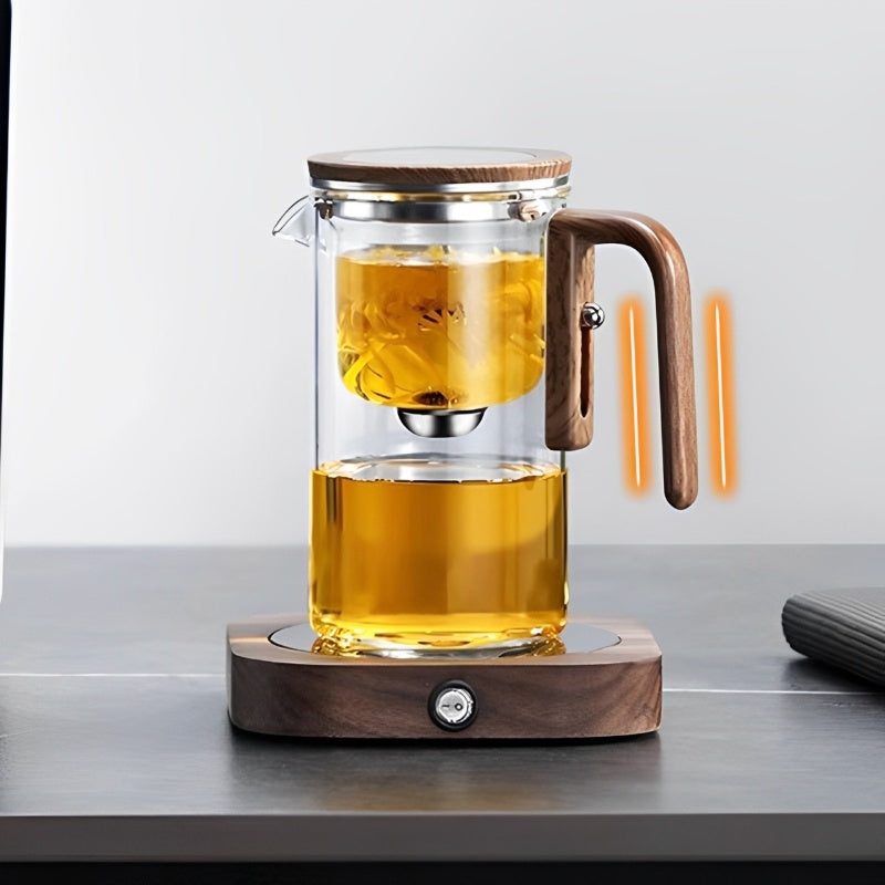 Borosilicate Glass Teapot with Wooden Handle and Infuser