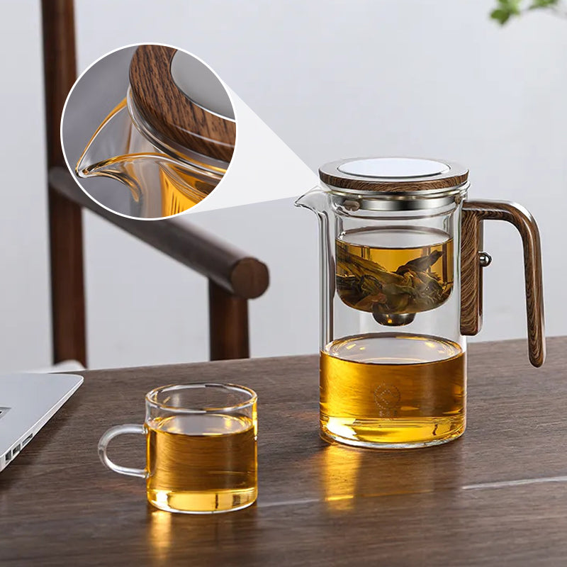 Borosilicate Glass Teapot with Wooden Handle and Infuser