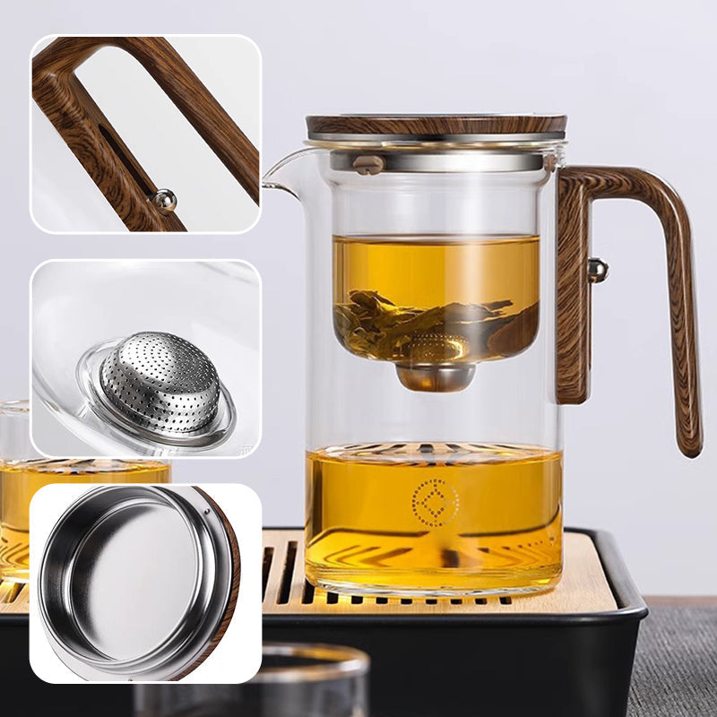 Borosilicate Glass Teapot with Wooden Handle and Infuser