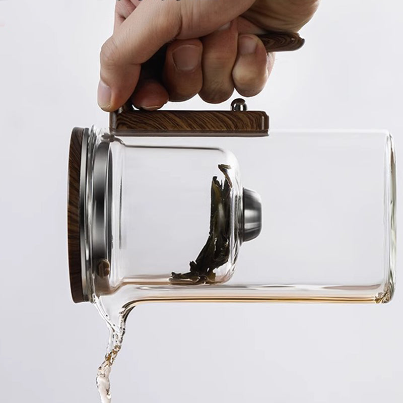 Borosilicate Glass Teapot with Wooden Handle and Infuser
