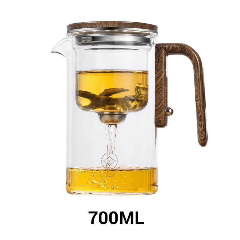 Borosilicate Glass Teapot with Wooden Handle and Infuser