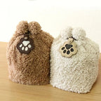 Leather-Look Paw Print Keyring with Stainless Steel Ring