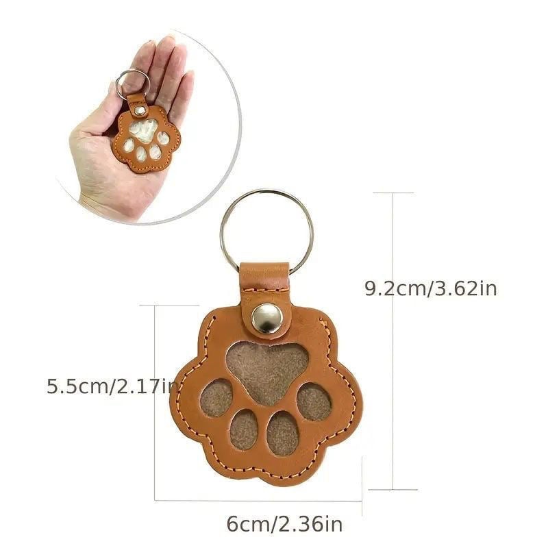 Leather-Look Paw Print Keyring with Stainless Steel Ring