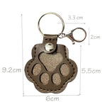 Leather-Look Paw Print Keyring with Stainless Steel Ring