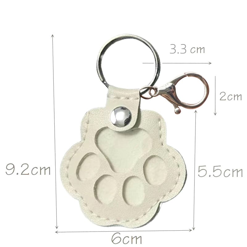 Leather-Look Paw Print Keyring with Stainless Steel Ring