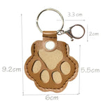 Leather-Look Paw Print Keyring with Stainless Steel Ring