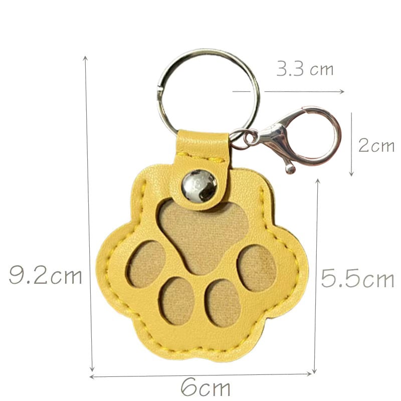 Leather-Look Paw Print Keyring with Stainless Steel Ring