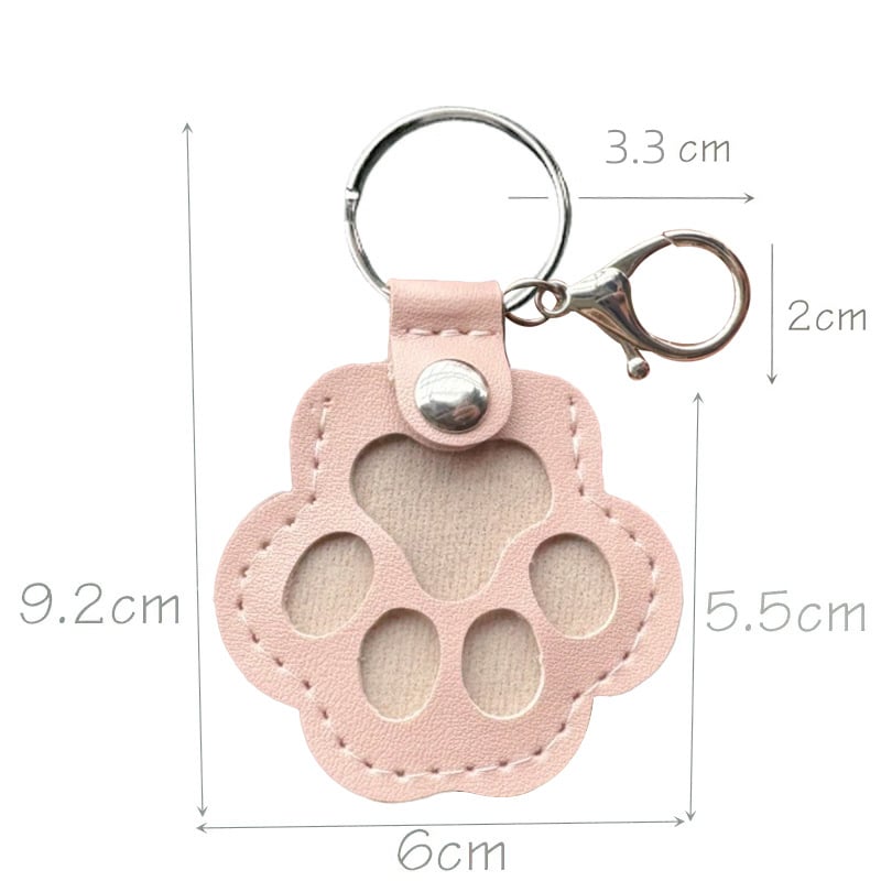 Leather-Look Paw Print Keyring with Stainless Steel Ring