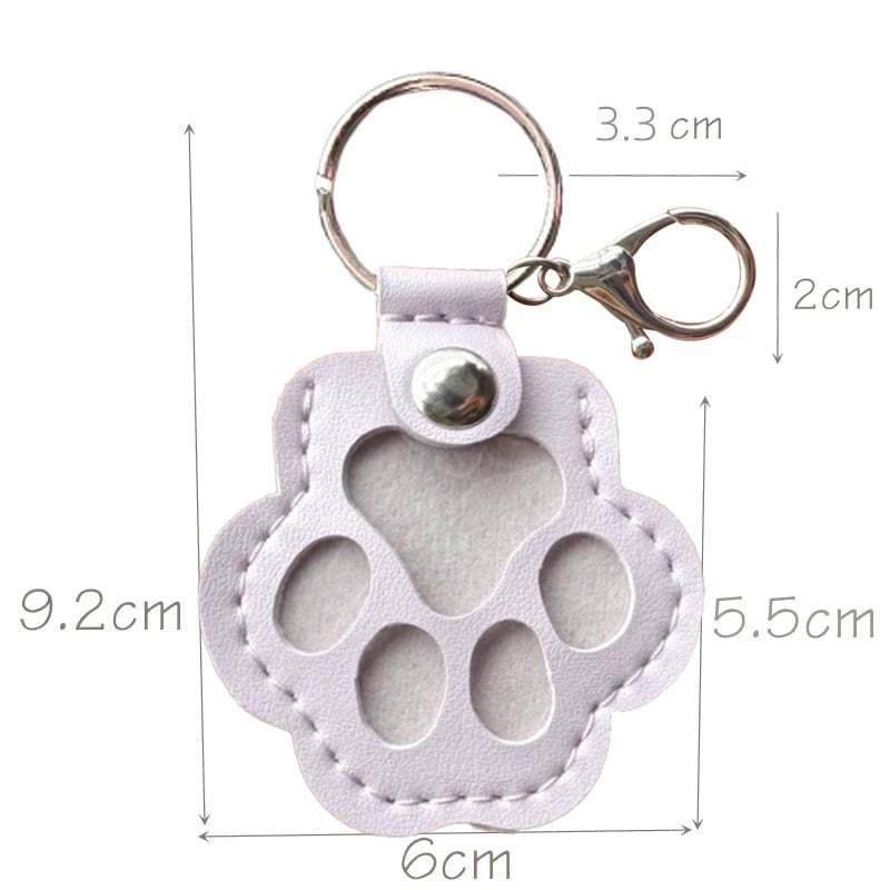 Leather-Look Paw Print Keyring with Stainless Steel Ring