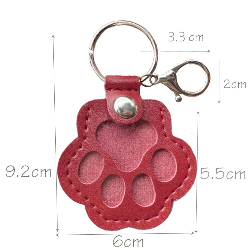 Leather-Look Paw Print Keyring with Stainless Steel Ring