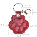 Leather-Look Paw Print Keyring with Stainless Steel Ring