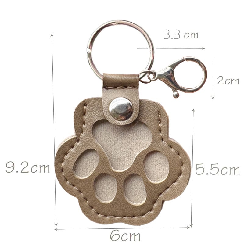 Leather-Look Paw Print Keyring with Stainless Steel Ring