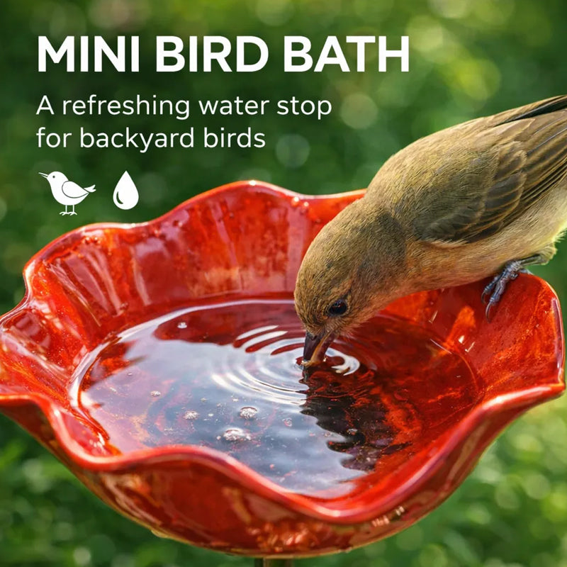 Metal Flower Bird Bath Garden Stake, 60cm, 7 Colours