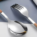 30-Piece Stainless Steel Cutlery Set, Wood-Look Handles