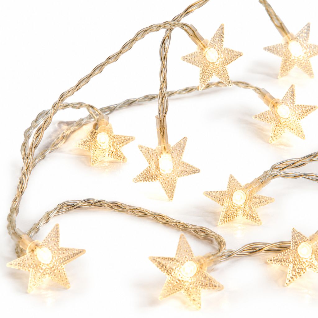 Battery Fairy Lights, Warm White LED Star String