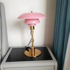 Tiered Amber Glass Table Lamp with Gold-Effect Metal Base