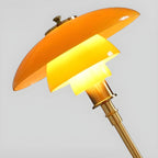 Tiered Amber Glass Table Lamp with Gold-Effect Metal Base