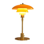 Tiered Amber Glass Table Lamp with Gold-Effect Metal Base