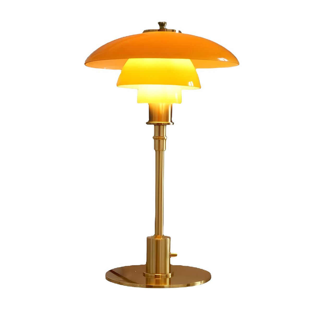 Tiered Amber Glass Table Lamp with Gold-Effect Metal Base