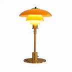 Tiered Amber Glass Table Lamp with Gold-Effect Metal Base