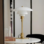 Tiered Amber Glass Table Lamp with Gold-Effect Metal Base