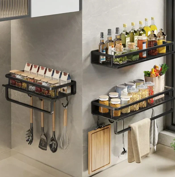 Metal Kitchen Wall Rack with Towel Rail, 30 to 50 cm