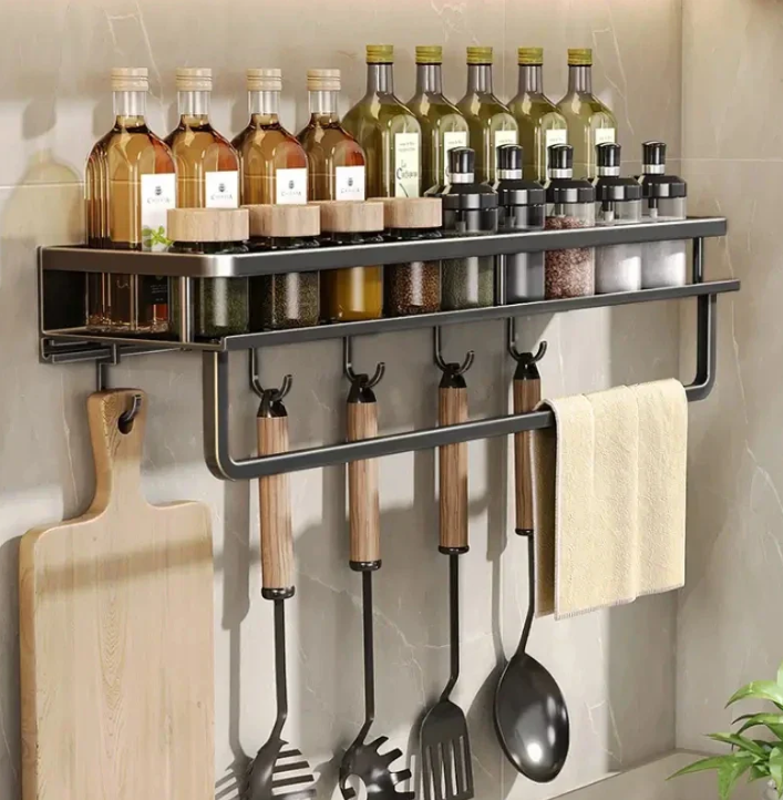Metal Kitchen Wall Rack with Towel Rail, 30 to 50 cm