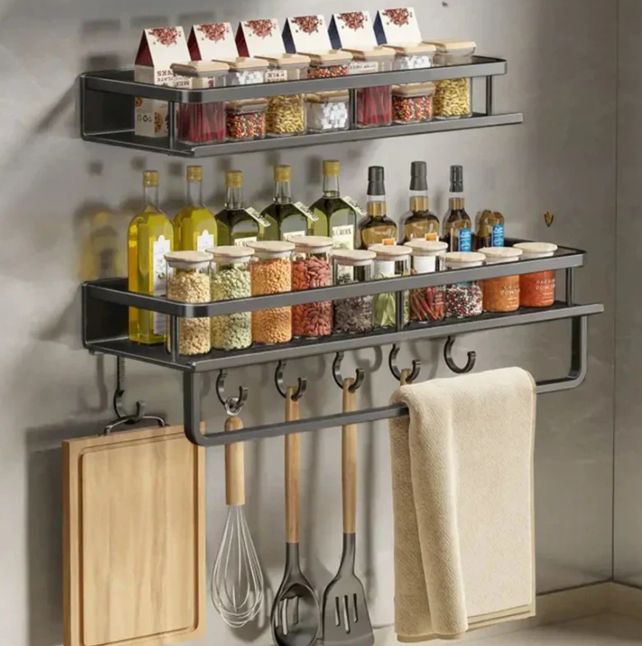 Metal Kitchen Wall Rack with Towel Rail, 30 to 50 cm