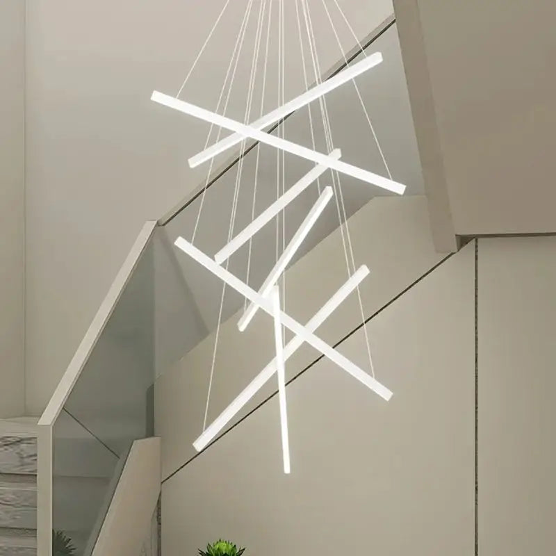 XXL LED Staircase Pendant Light, Aluminium and Acrylic, 300cm